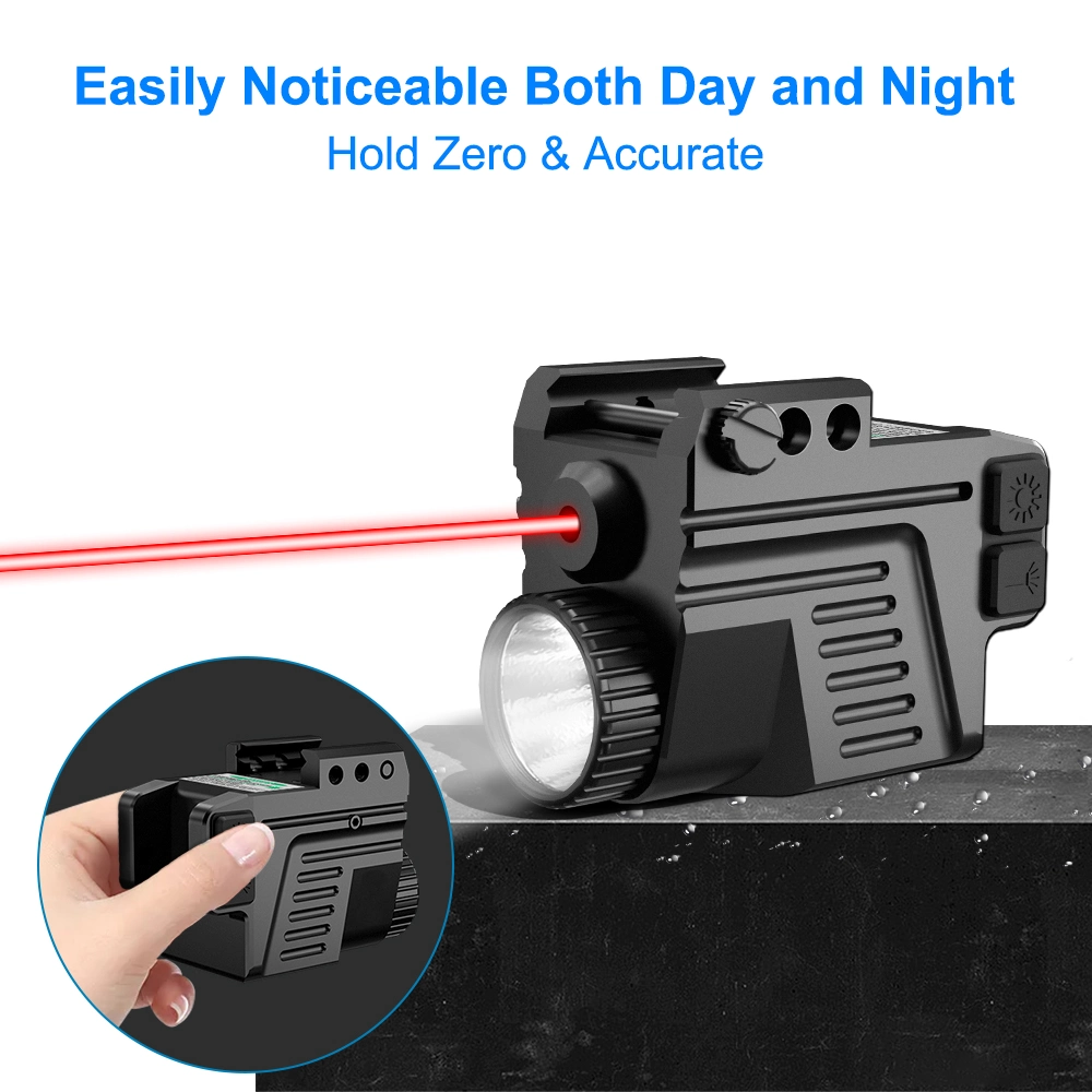 450lm Tactical Flashlight Compatible Gun Laser Sight for Full Size and Compact Red DOT Scope with Rail Mount