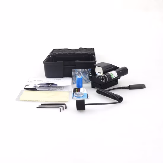 2021 Latest Tactical Compact 3moa Enclosed Weapon Red & Green DOT Sight with Side 3 Buttons Switch and Side Attached Green Aimg Laser Sight